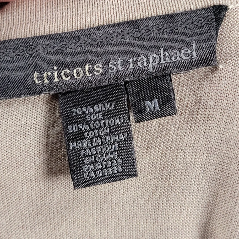 Tricots St. Raphael Polo Sweater‎ Mens M Ivory Silk Outdoor Long Sleeve 3 Button